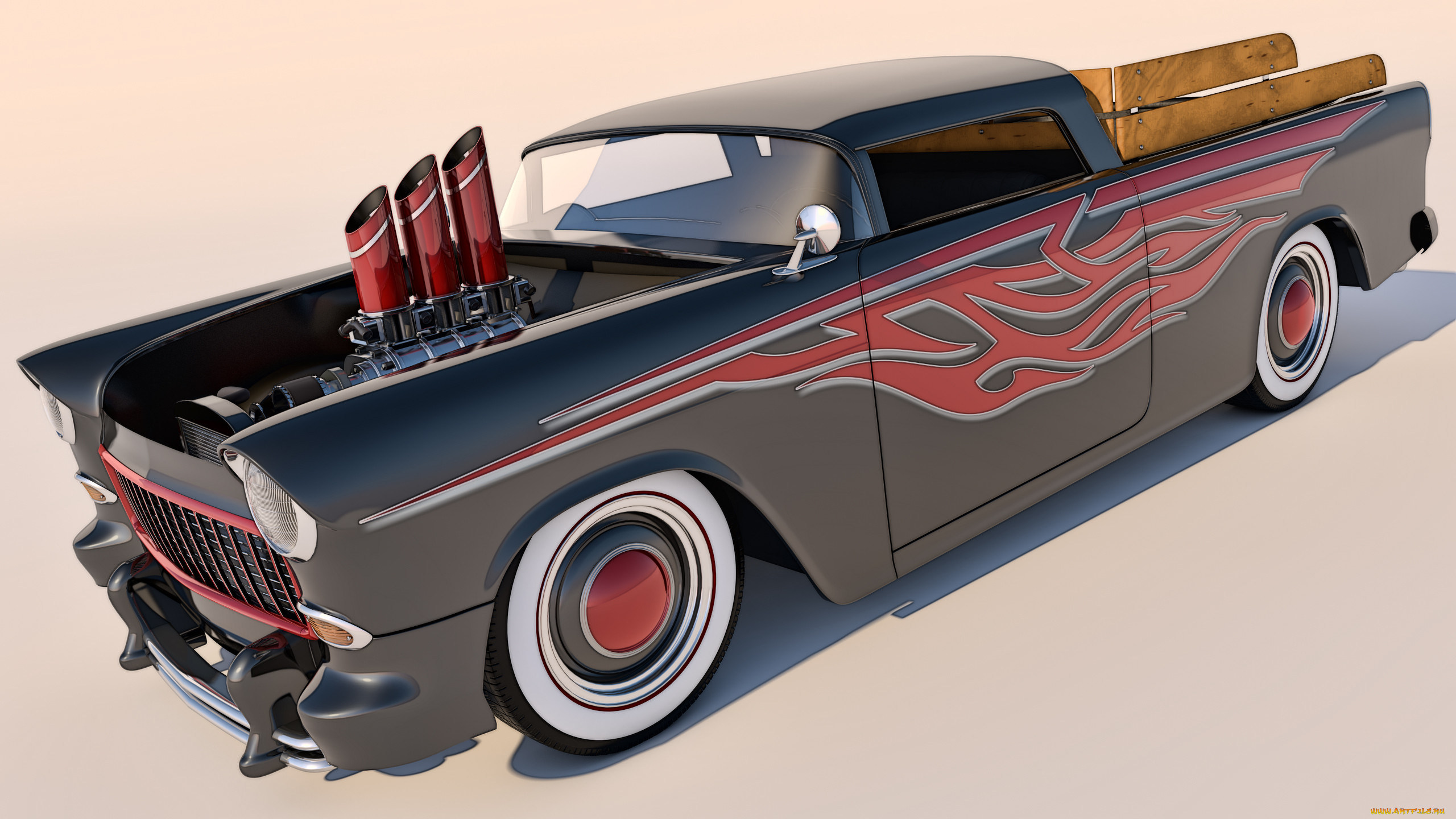 , 3, 1955, chevrolet, bel, air, nomad, custom